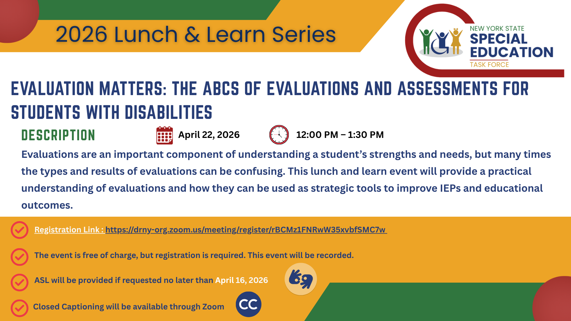 Evaluation Matters:  The ABCs of Evaluations and Assessments for Students with Disabilities